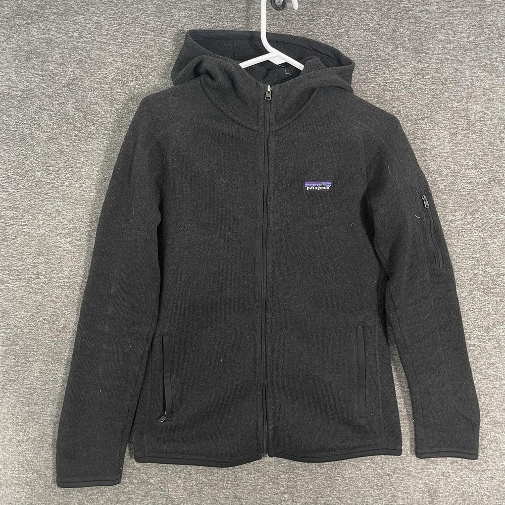 Patagonia Better Sweater Hoody Womens Small Black Fleece Full Zip Pockets Warm